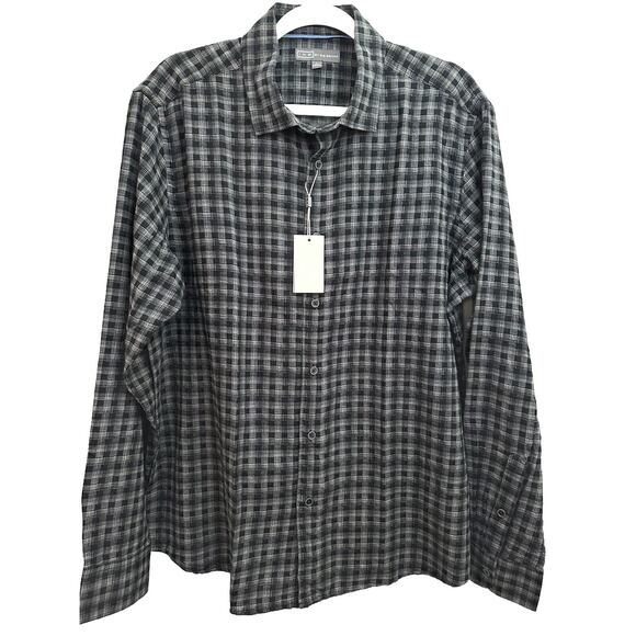 Ike Behar Men’s Black & Gray Check Long Sleeve Button Down Cotton Shirt NWT L - Picture 1 of 9